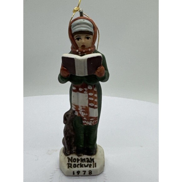 Vtg 1978 Norman Rockwell Christmas Ornament Carolee Caroler Ceramic 3.5" - Picture 9 of 9